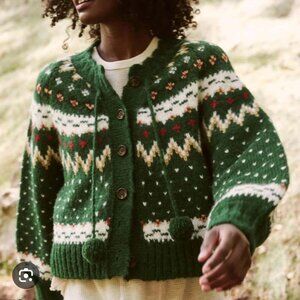 NWT The Great. Ice Rink Cardigan Alpine Green Size 2 Medium